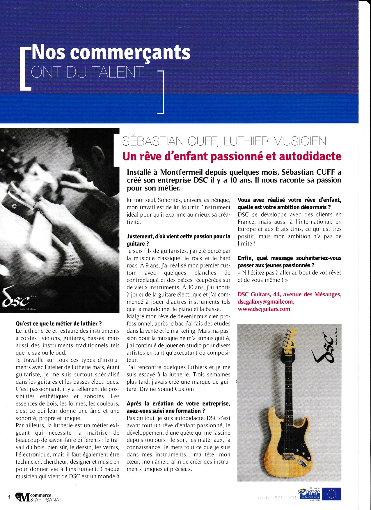 Photo sur 15/11/2015 Article Dsc dans la lettre des artisans de Montfermeil Magazine